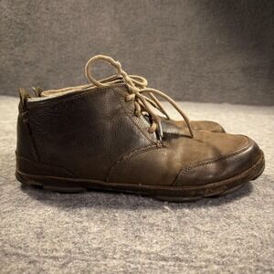 OluKai Kamuela Chukka Boots Mens Size 11 44 Brown Leather Lace Up Ankle Moc Toe
